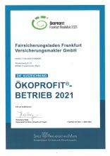 Fairsicherungsladen Frankfurt Urkunde Ökoprofit
